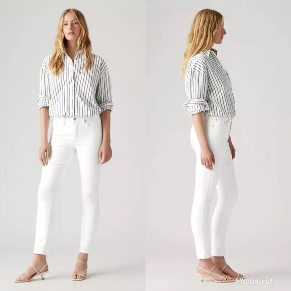 Revolve Levi’s Levis 721 HIGH RISE SKINNY JEANS in Soft Clean White - Picture 1 of 12